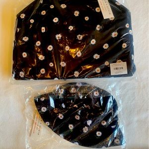 Alice + Olivia Duffel Bag and Hat, Black with Flowers